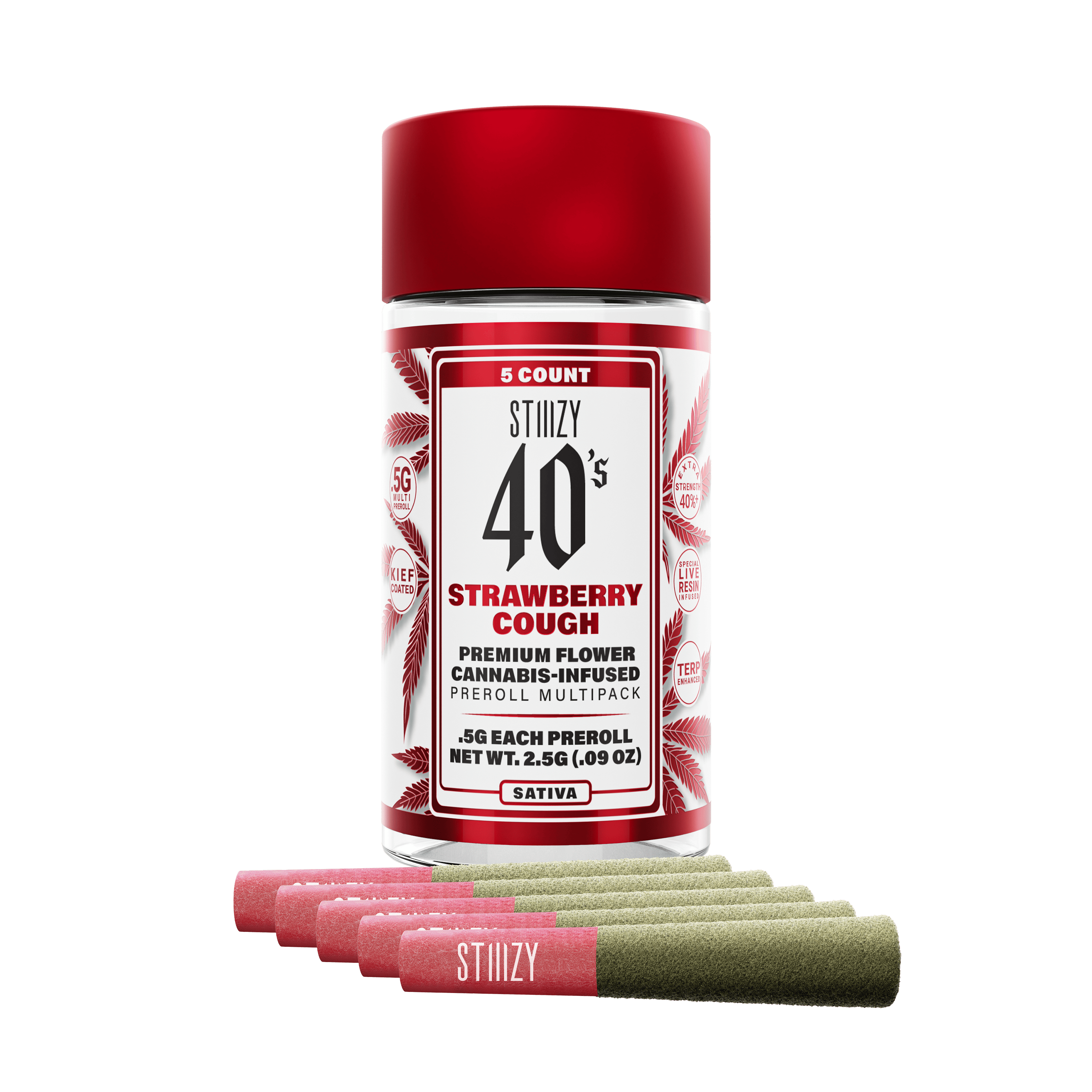 STRAWBERRY COUGH - .5G 40's Infused Preroll 5 Pack