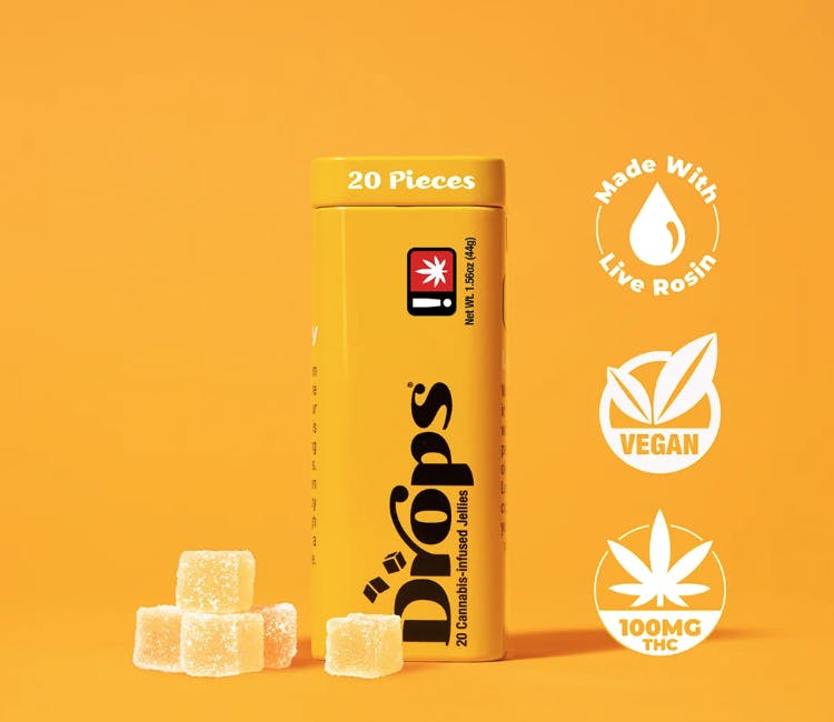 Drops | Lemon (Active) Gummies | 100mg | 20ct | 5mg/ea