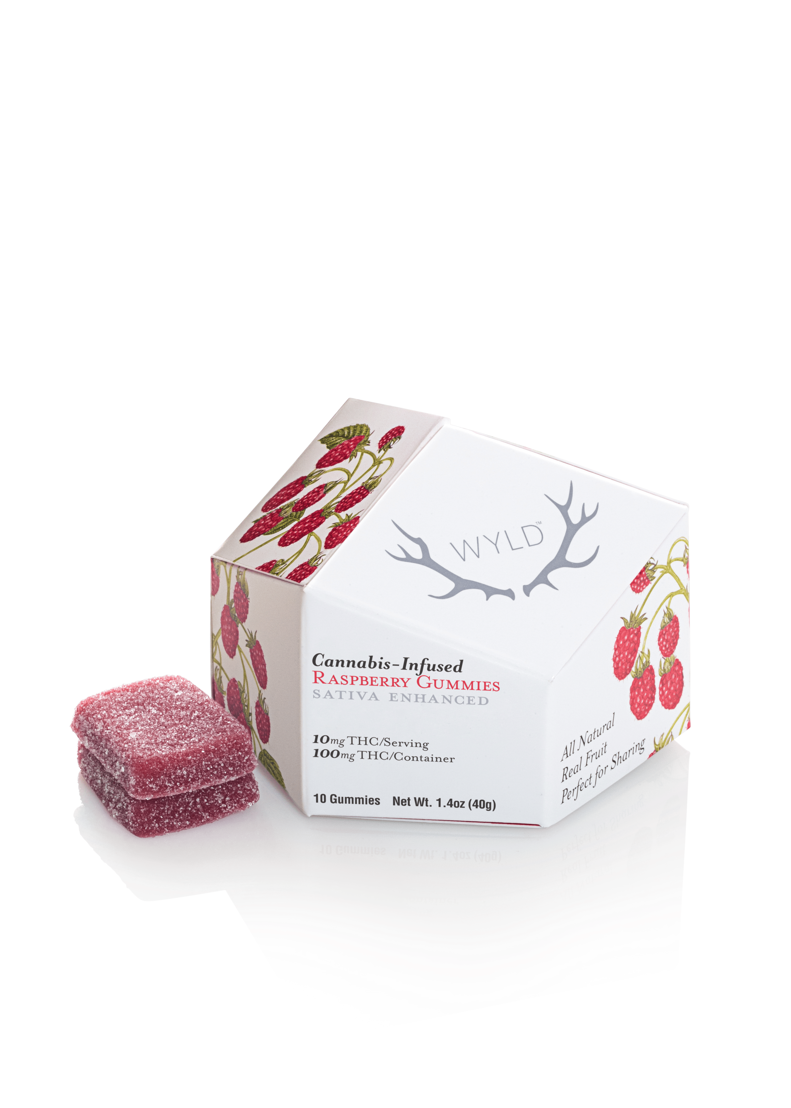 WYLD | Raspberry Sativa Enhanced Gummies | 100mg | 10ct | 10mg/ea