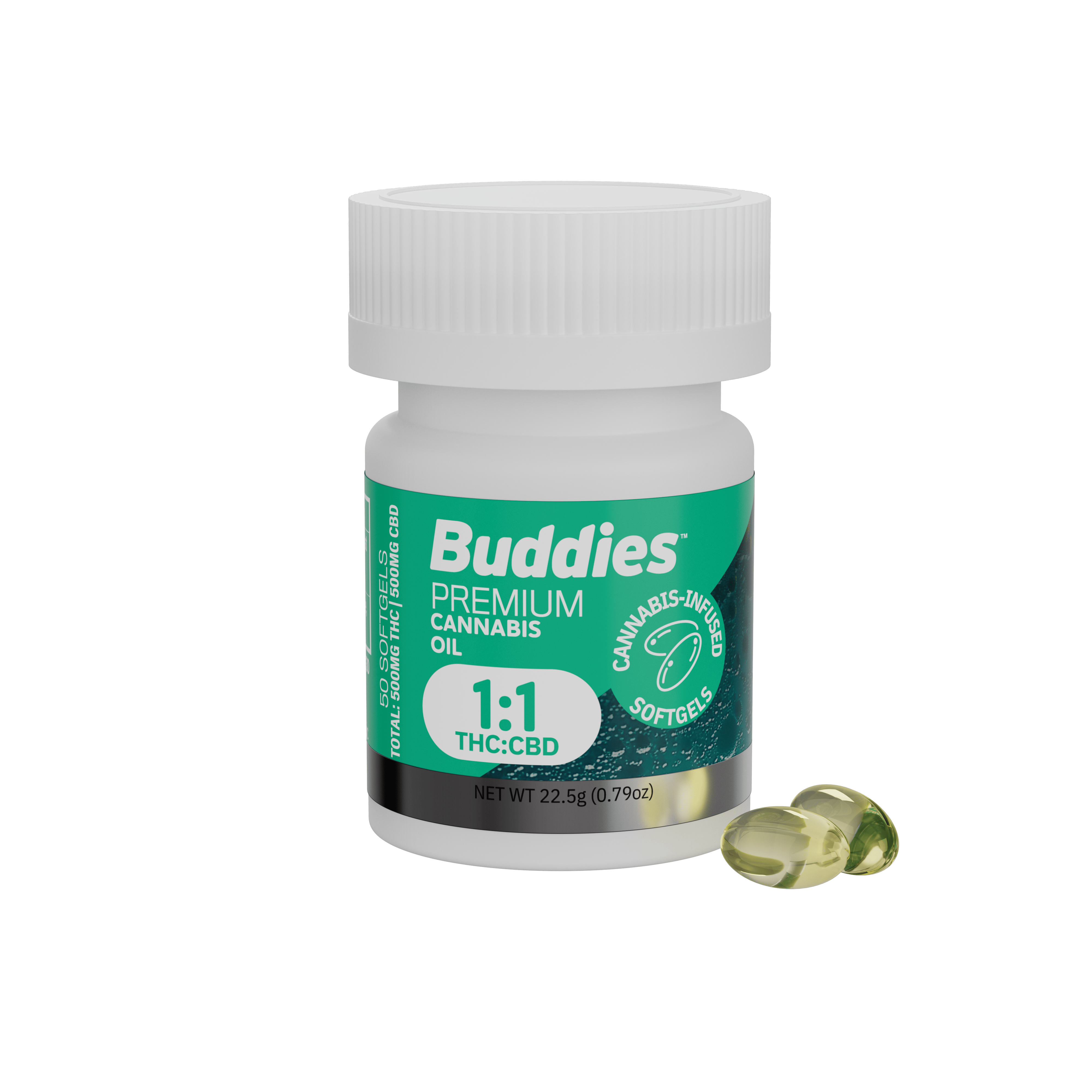 BUDDIES - CAPSULES - 20MG - 50CT - 1:1(THC+CBD)