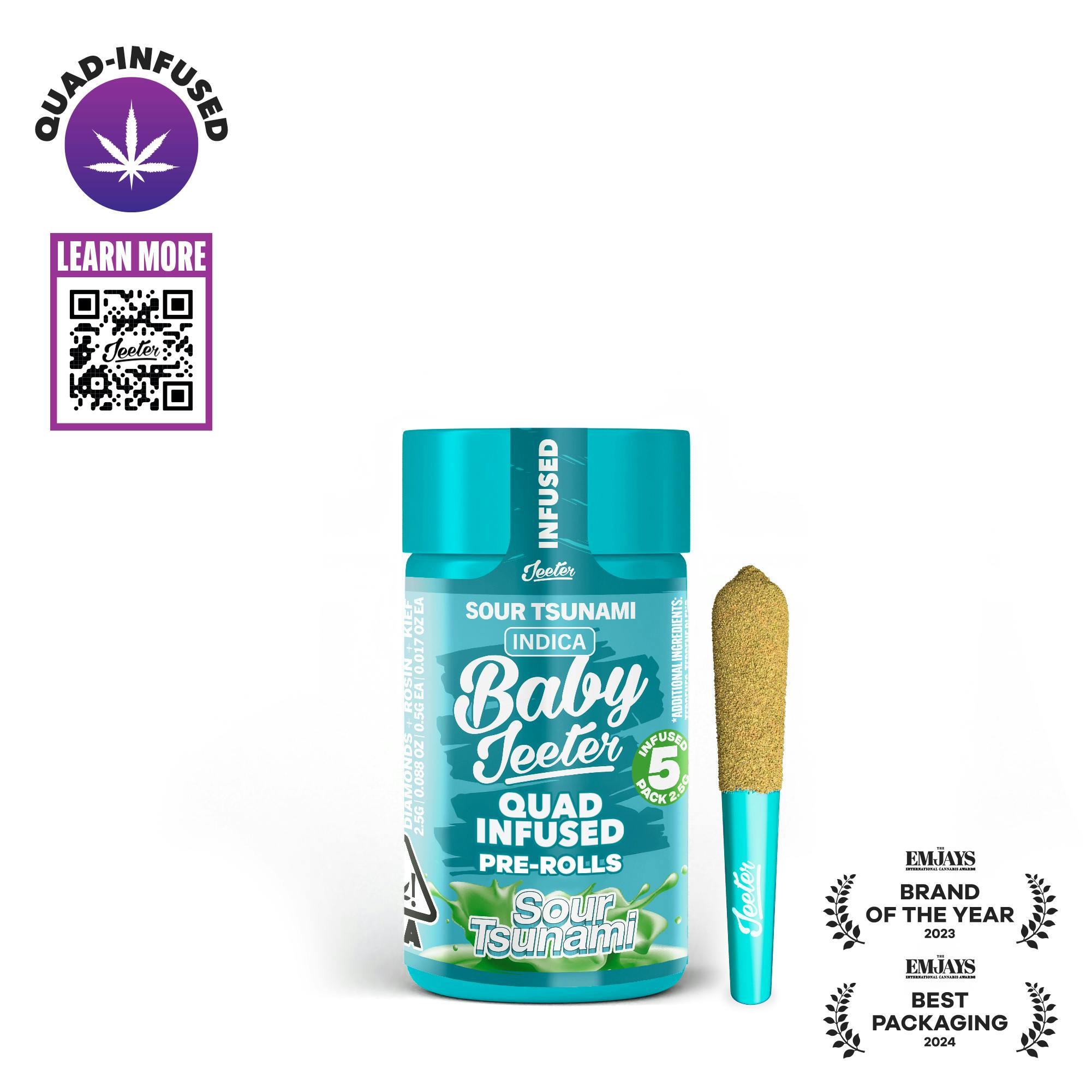 JEETER, 0.5G BABY INF. PRE-ROLLS 5PK (I), SOUR TSUNAMI