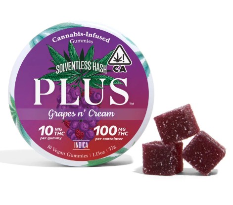 PLUS Grapes N' Cream Solventless Gummies 10pk