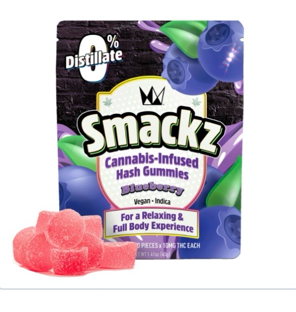 Blueberry Flavored Solventless Gummies - 10x 10mg/gummy