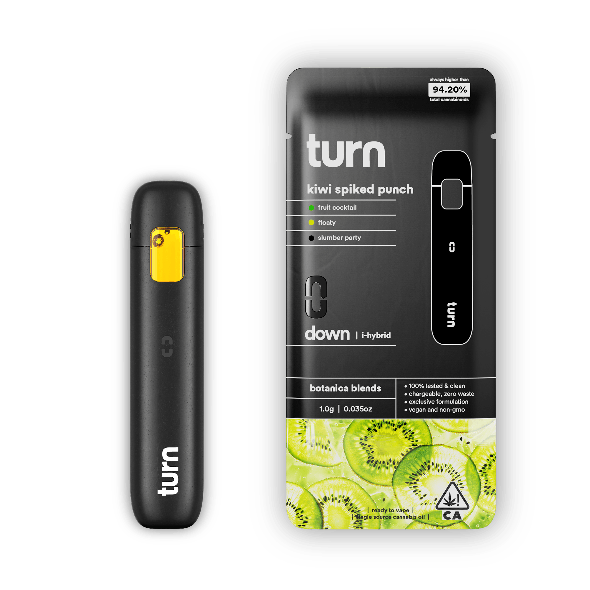TURN - 1.0g AIO | kiwi spiked punch | botanica blends | down |