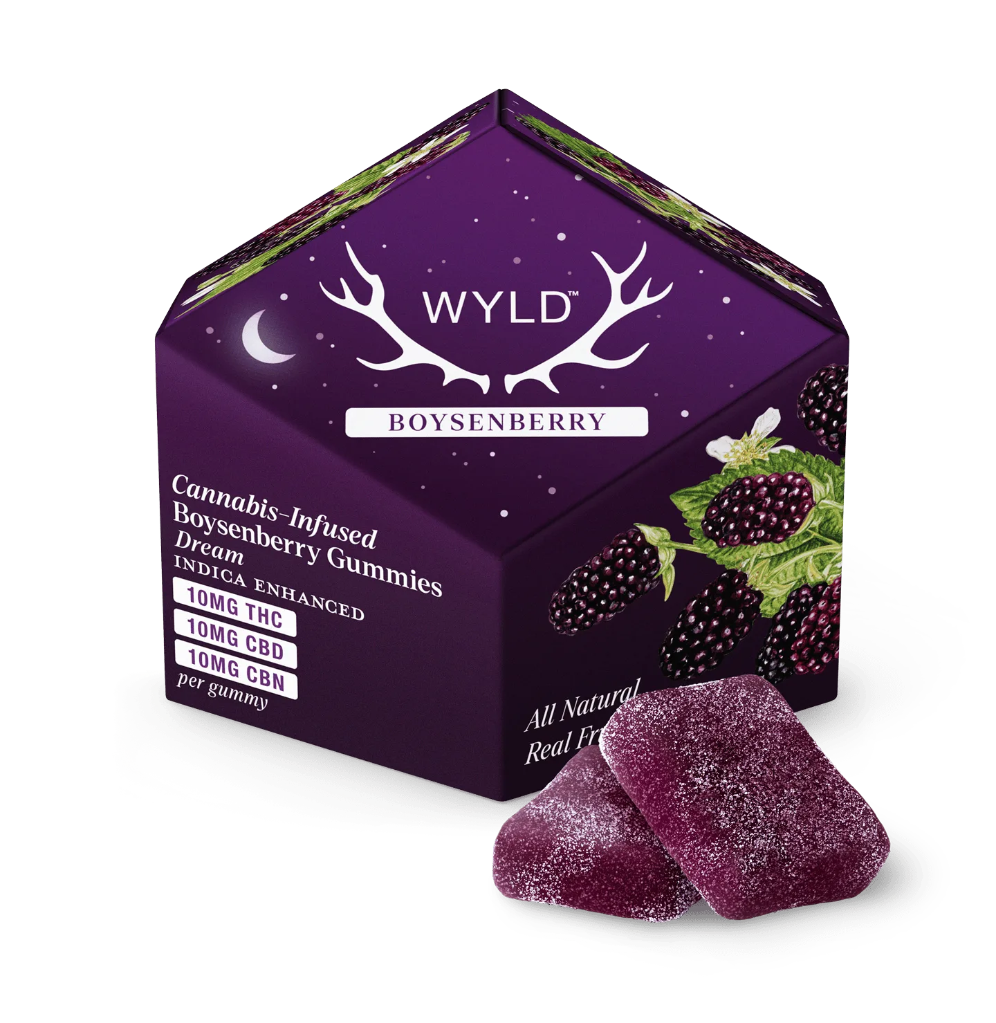 Boysenberry 1:1:1 CBD:CBN Indica Enhanced Gummies | 100mg | 10ct | 10mg/ea