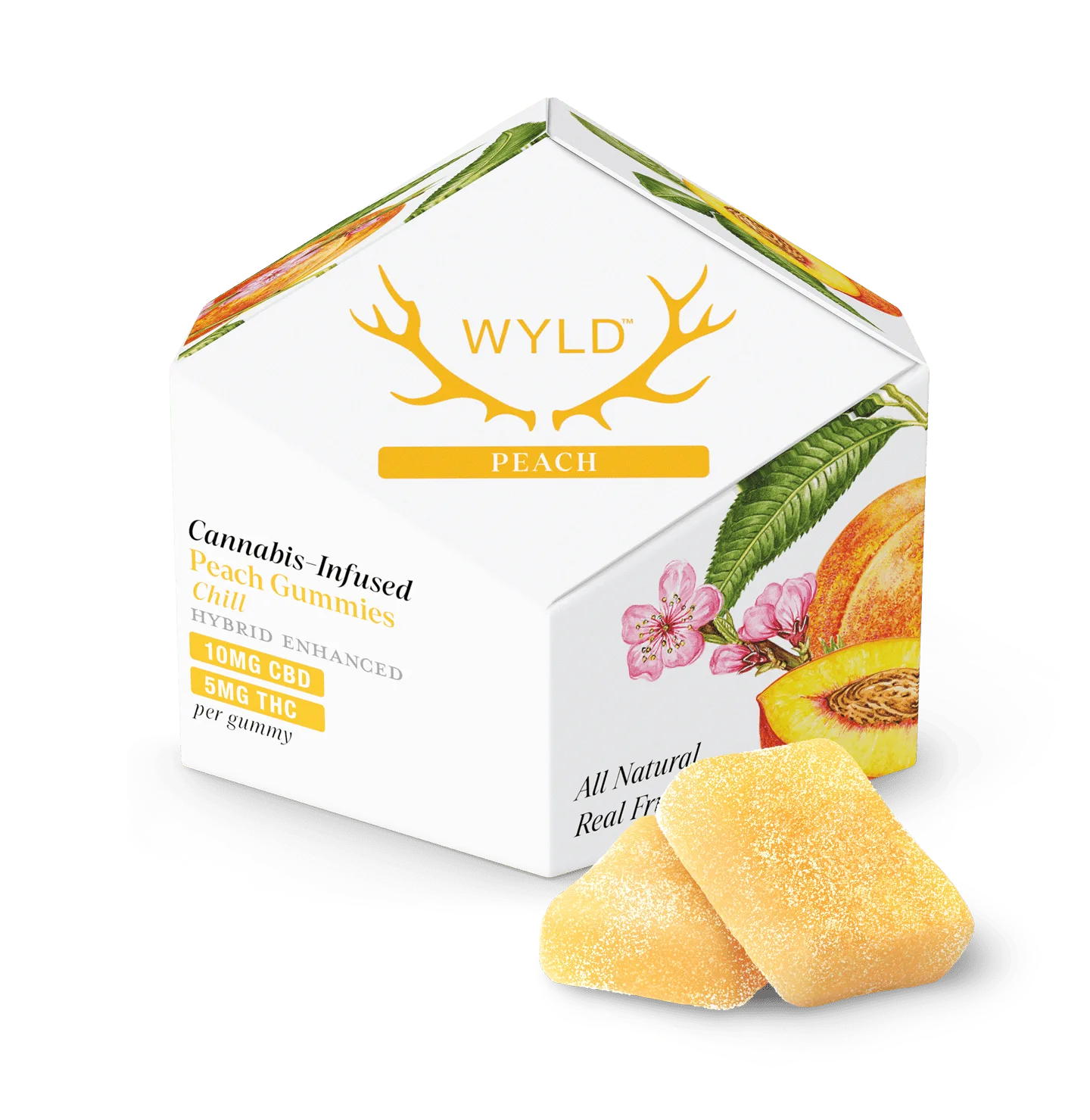 WYLD | Peach 2:1 CBD + Hybrid Enhanced Gummies | 50mg | 10ct | 5mg/ea