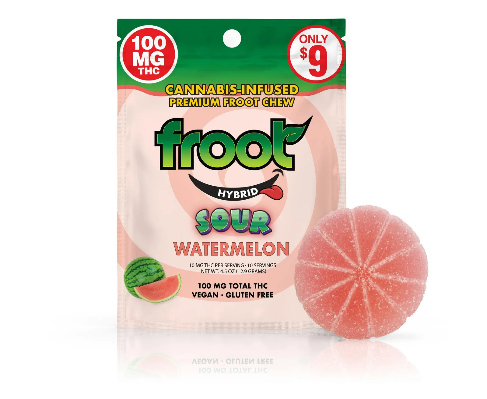 Froot | Sour Watermelon Gummy | 100mg | Single Cut-to-dose
