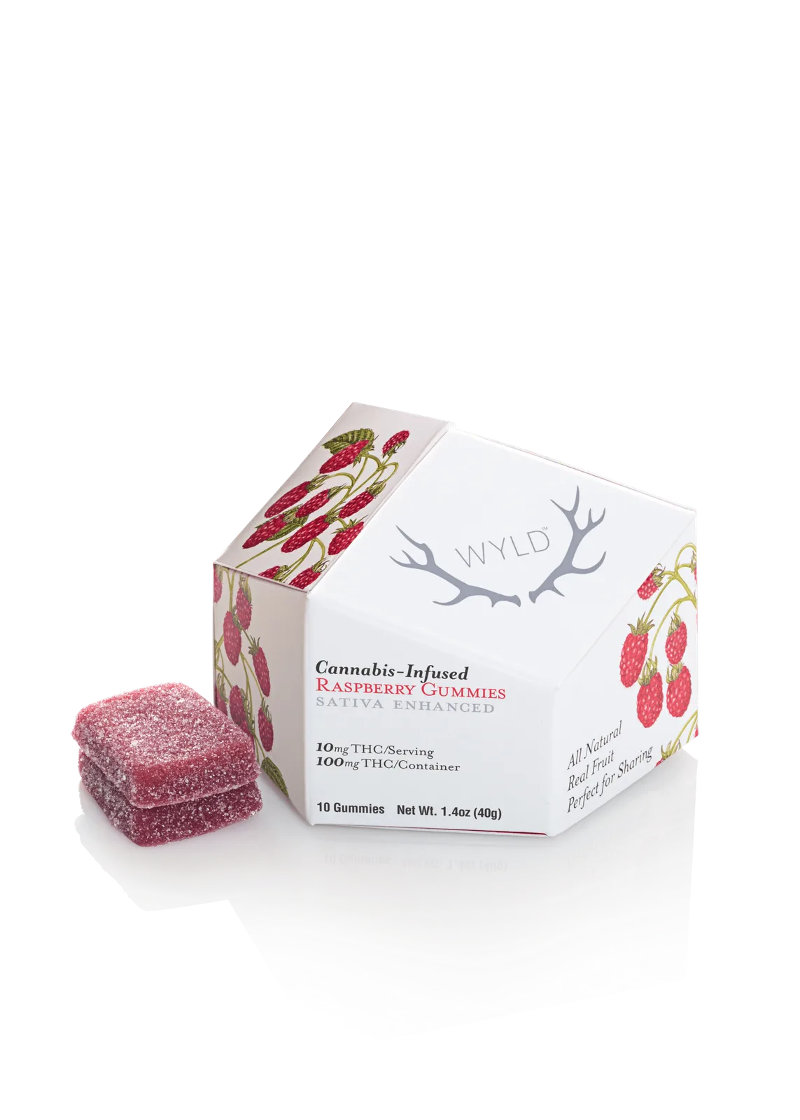 WYLD | Raspberry Sativa Enhanced Gummies | 100mg | 10ct | 10mg/ea