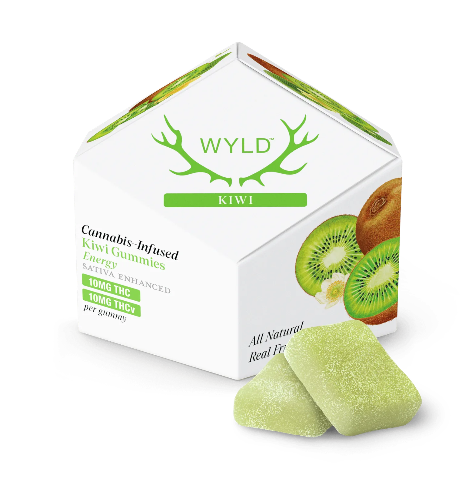 WYLD | Kiwi 1:1 THCv + Sativa Enhanced Gummies | 100mg | 10ct | 10mg/ea