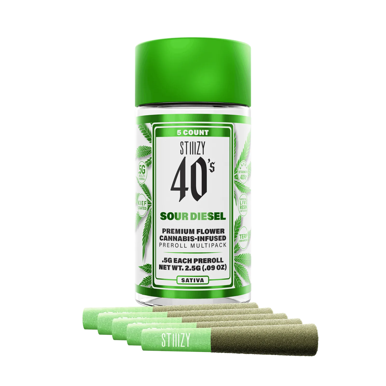 STIIIZY - SOUR DIESEL - .5G 40's Infused Preroll 5 Pack