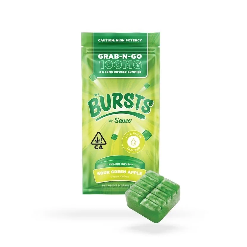Sauce | Bursts | Sour Green Apple | Live Resin Gummies | 100mg