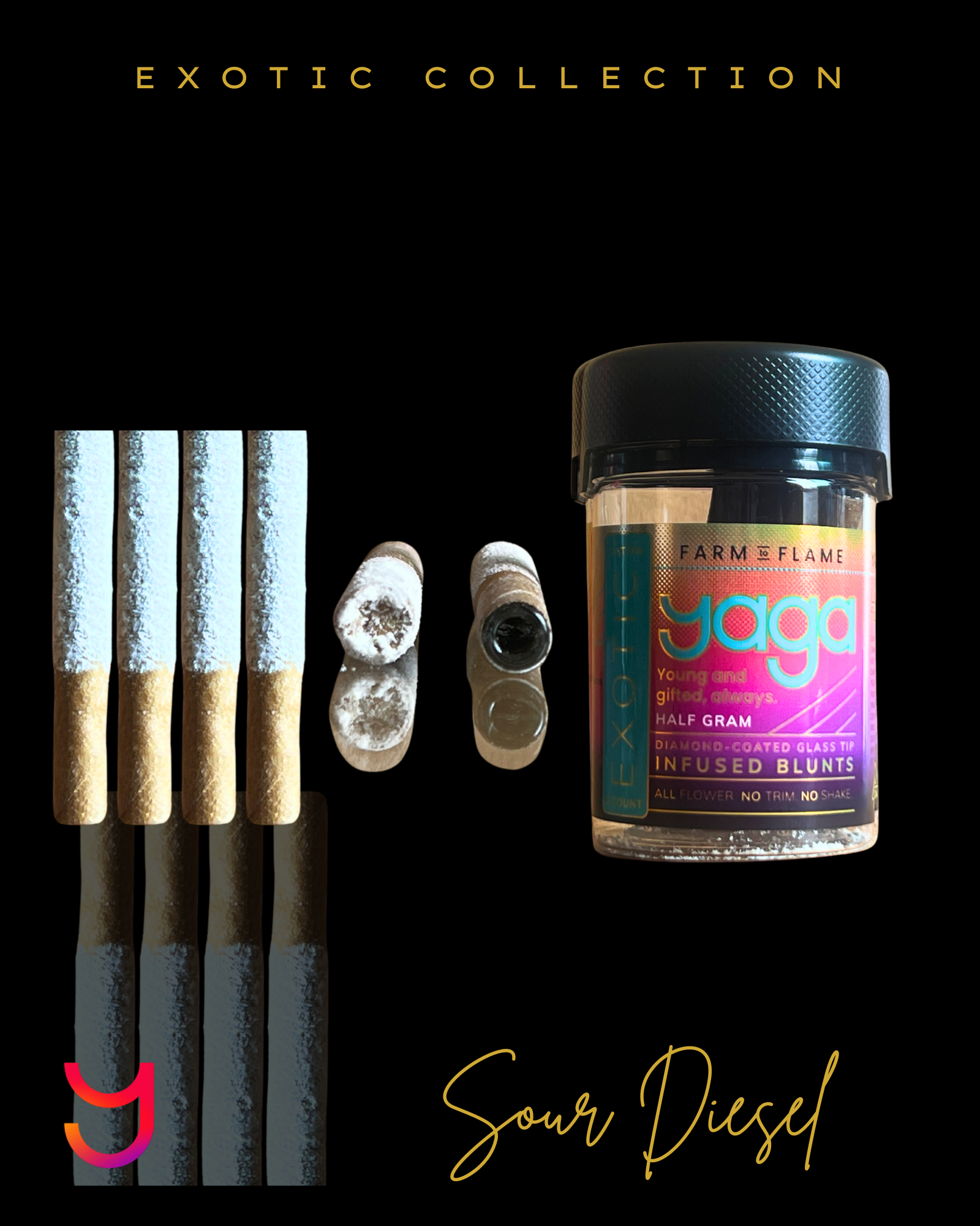Blunts x6: Sour Diesel Diamond Coated .5G Glass Tip (Sativa)