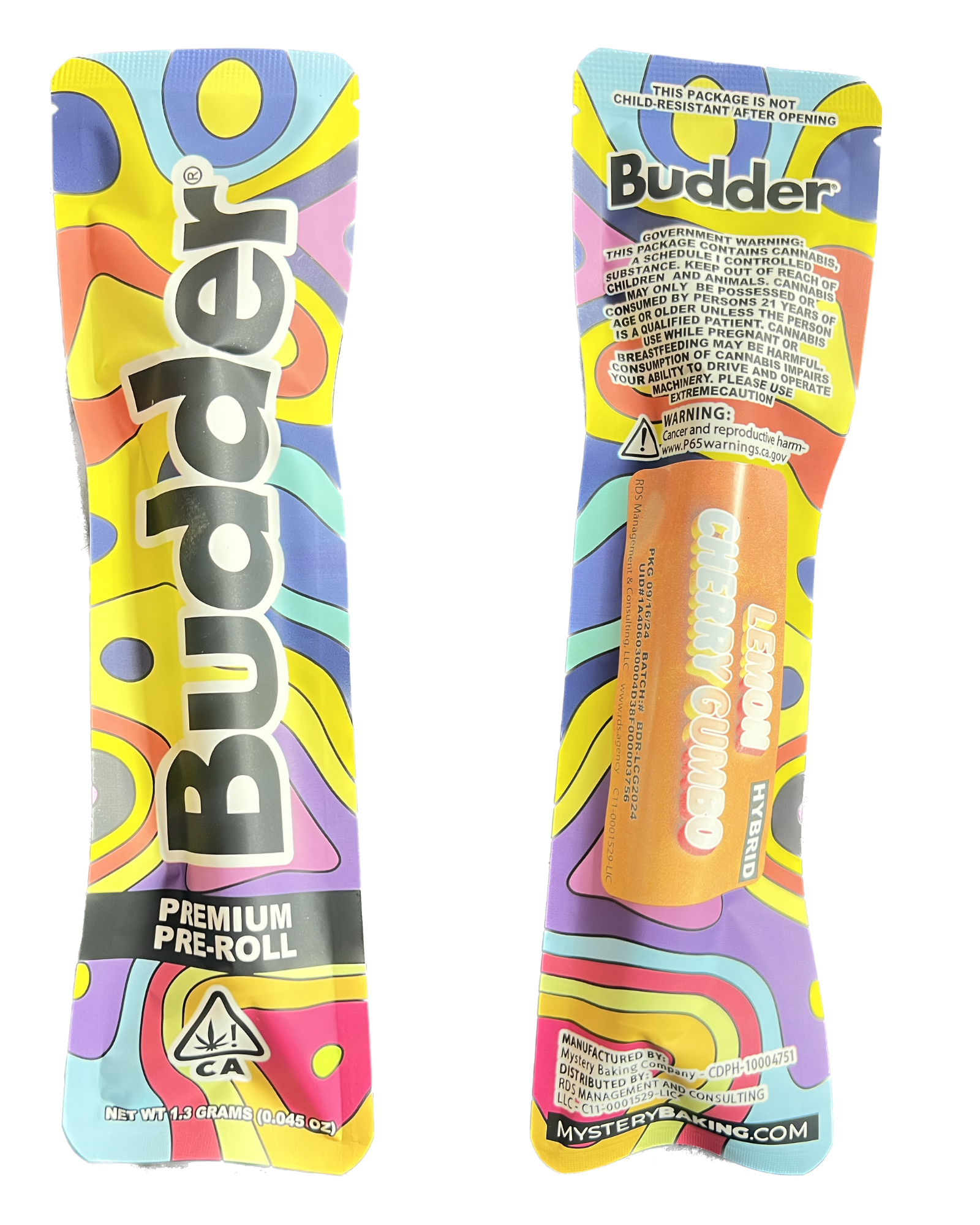 Budder | Premium Preroll Single: Lemon Cherry Gumbo | 1.3 G (H)