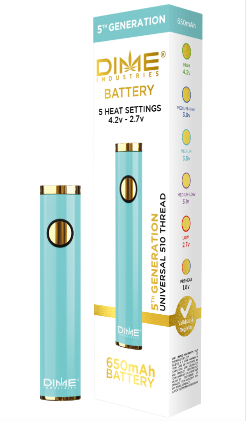 Dime Industries 5th Generation 510 Thread Battery - Aqua Blue