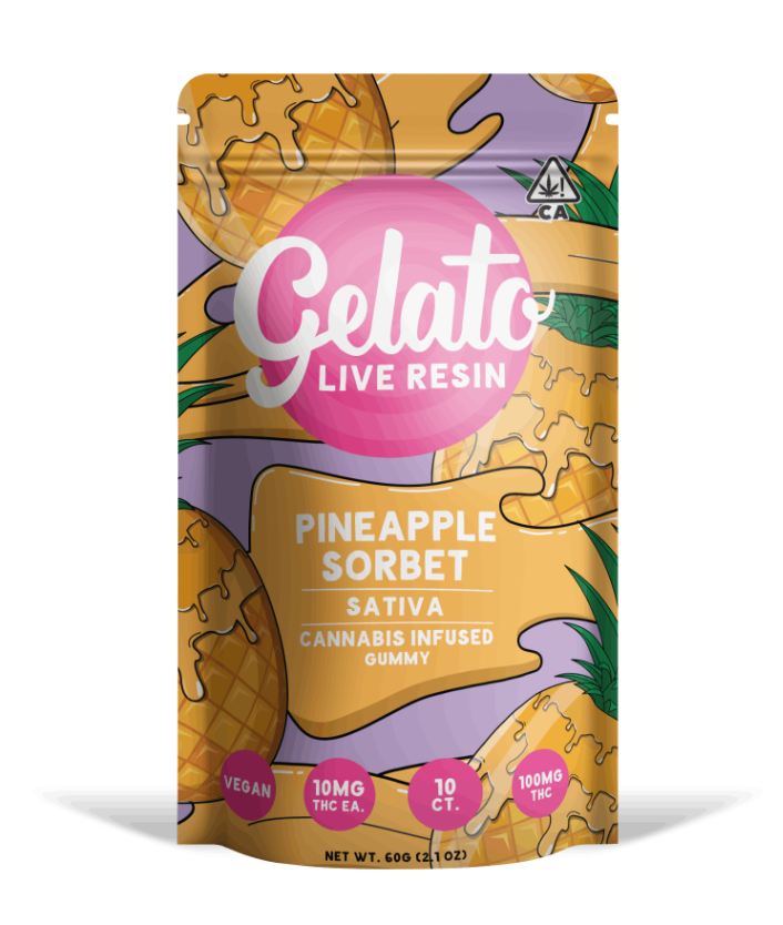 Live Resin Pineapple Sorbet Gummies 100mg