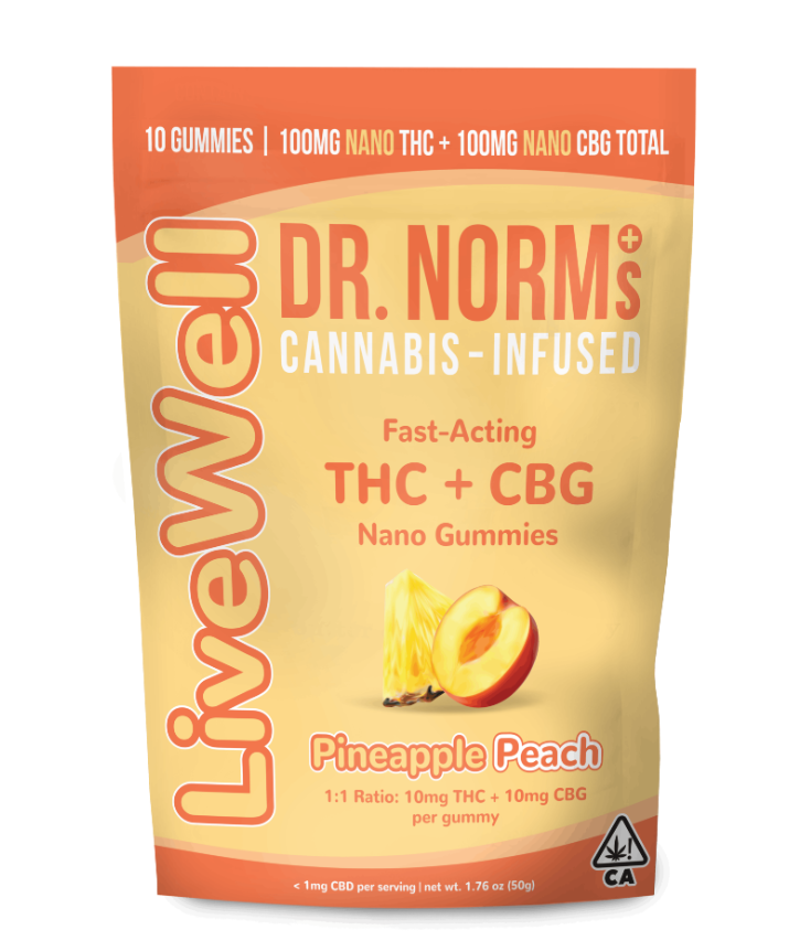 LiveWell THC + CBG Pineapple Peach Fast-Acting Gummies