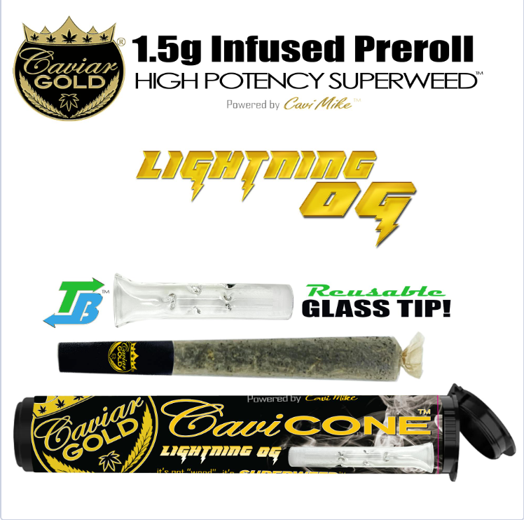 Caviar Gold l Cavi Cone l Lightning OG l 1.5g Infused Pre-Roll